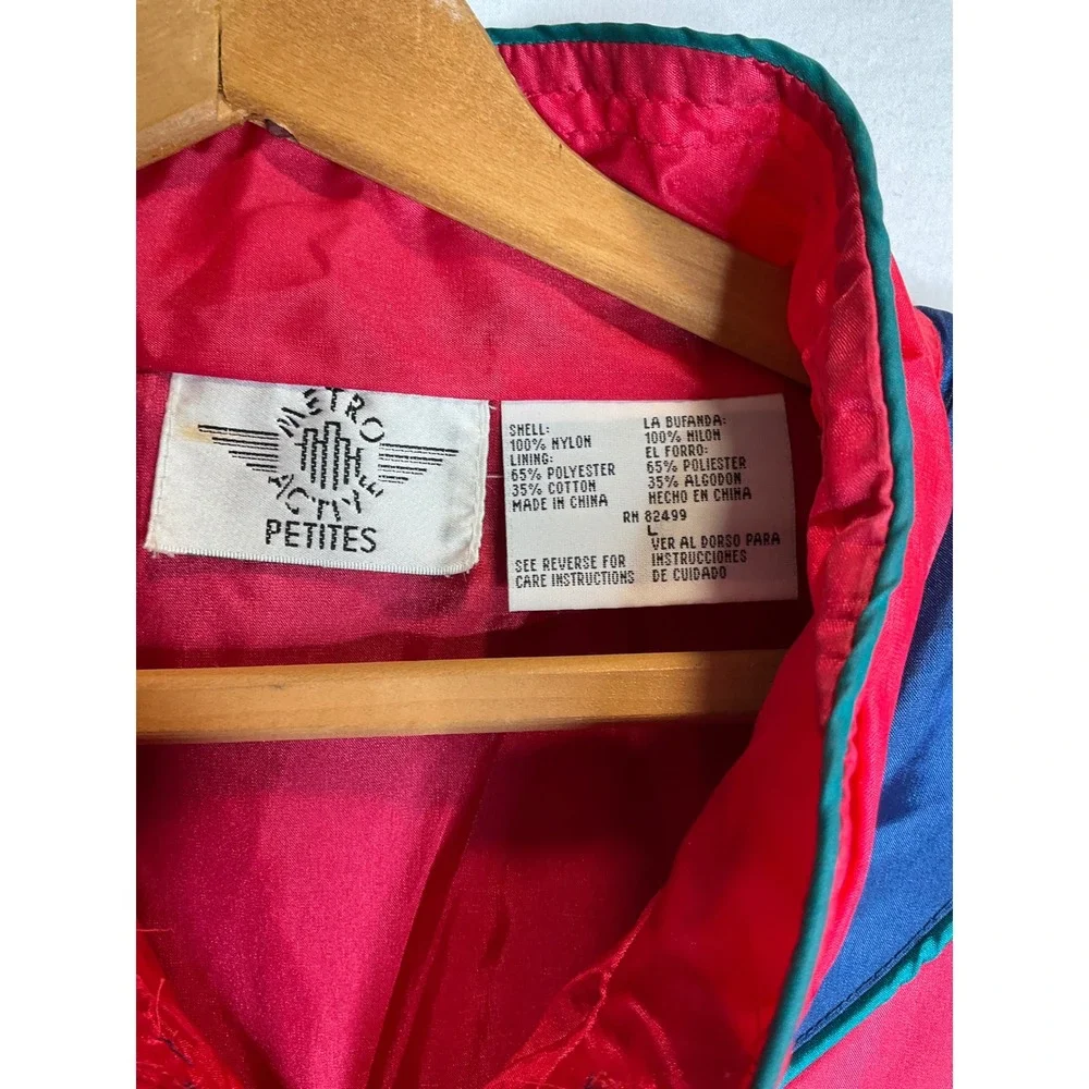 Metro Active Vintage Colorful 80s 90s Ski Windbreaker Track Jacket Pockets Apres